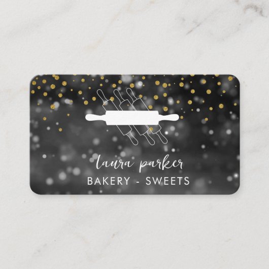 ベーカリーシェフ転がのピン白黒手作り 名刺 (正面)