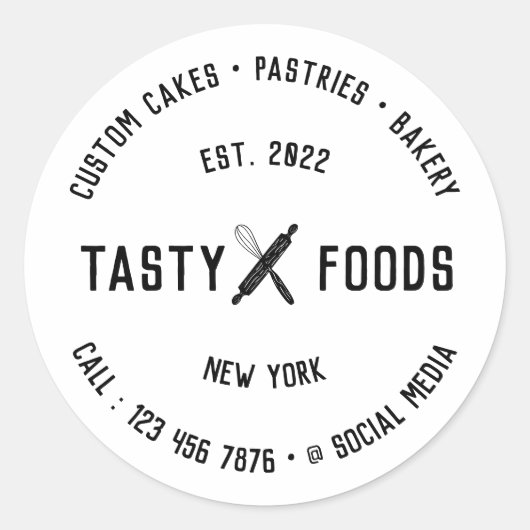 ベーカリーシェフ2語名ロゴフード ラウンドシール (正面)