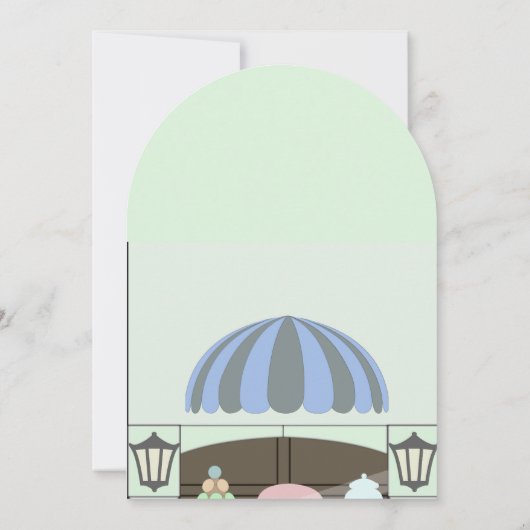 ベーカリーショップウィンドウ男の赤ちゃんシャワー招待状 招待状 (裏面)