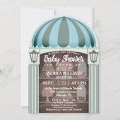 ベーカリーショップウィンドウ男の赤ちゃんシャワー招待状 招待状 (正面)