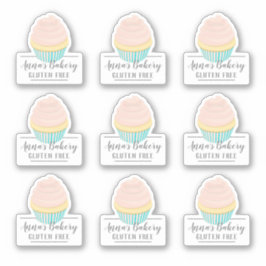 ベーカリーショップグルテンフリーかわいいピンクの漫画カップケーキ シール