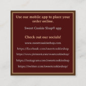 ベーカリーショップベイカークッキー スクエア名刺 (裏面)