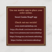 ベーカリーショップベイカークッキー スクエア名刺 (裏面)