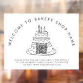 ベーカリーショップ名へようこそQRコードウィンドウの固定 ウィンドウサイン (シート2)