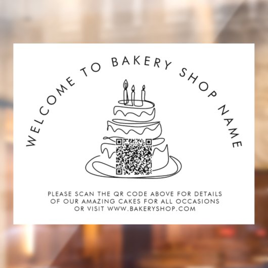 ベーカリーショップ名へようこそQRコードウィンドウの固定 ウィンドウサイン (シート2)