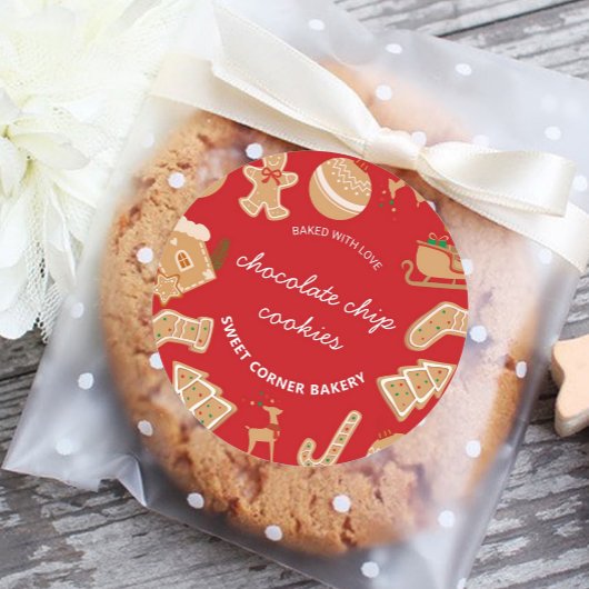 ベーカリージンガーブレッドホリデーベーキングクッキーステッカー ラウンドシール