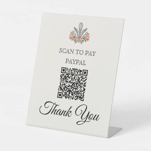 ベーカリースキャンしてQRコードを支払う 台座サイン (正面)