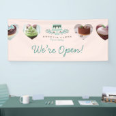 ベーカリースタイリッシュケーキのロゴとハートの写真が開いた 横断幕 (トレードショー)