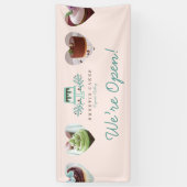 ベーカリースタイリッシュケーキのロゴとハートの写真が開いた 横断幕 (縦)