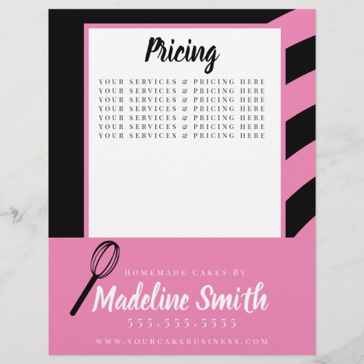 ベーカリーストライプウィスクホームメイドケーキピンクブラック チラシ (正面)