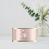 ベーカリーツールフラワーカップケーキストライプバラ金ゴールド 名刺 (スタンド正面)