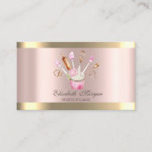 ベーカリーツールフラワーカップケーキストライプバラ金ゴールド 名刺 (正面)