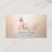 ベーカリーツールフラワーバラ金ゴールドブラシストローク 名刺 (正面)