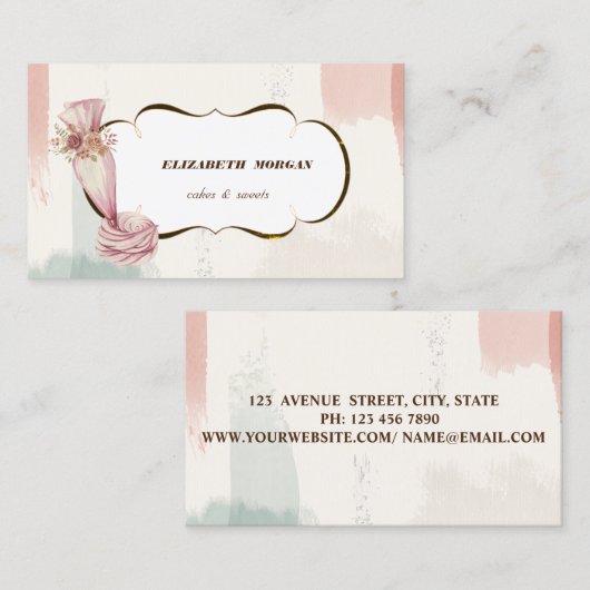 ベーカリーツール配管バッグ、水彩ブラシストローク 名刺 (正面/裏面)