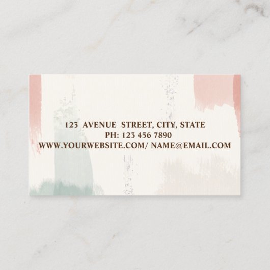 ベーカリーツール配管バッグ、水彩ブラシストローク 名刺 (裏面)