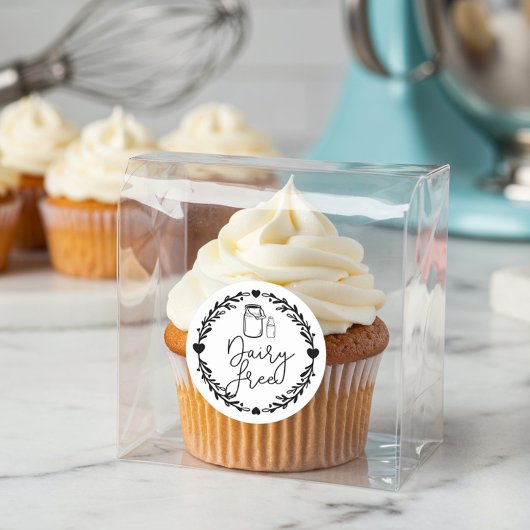 ベーカリーデイリーフリーミルクジュグ&リースブラック&ホワイト ラウンドシール