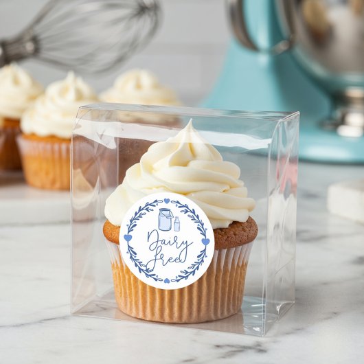 ベーカリーデイリーフリーミルクジュグ&リースブルー&ホワイト ラウンドシール