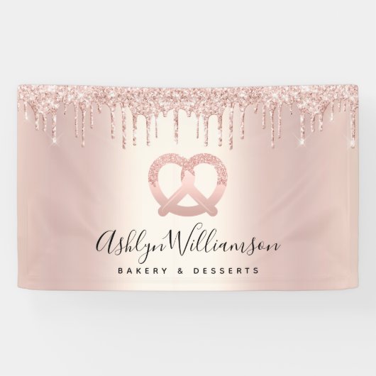 ベーカリーデザートパティストリーシェフバラ金ゴールドグリッタードリップ 横断幕 (横)