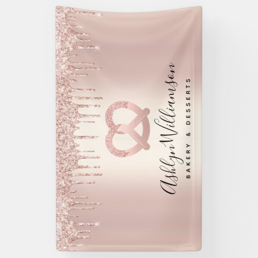 ベーカリーデザートパティストリーシェフバラ金ゴールドグリッタードリップ 横断幕 (縦)