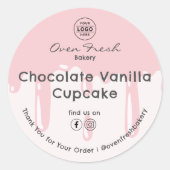 ベーカリードリップサンキューグッズ焼いたピンク ラウンドシール (正面)