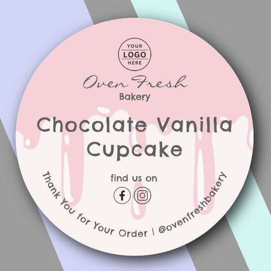 ベーカリードリップサンキューグッズ焼いたピンク ラウンドシール