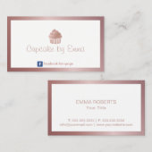 ベーカリーバラ金ゴールドカップケーキモダンフレームミニマル 名刺 (正面/裏面)