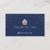 ベーカリーバラ金ゴールドカップケーキモダン紙吹雪ネイビーブルー 名刺 (正面)