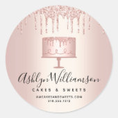 ベーカリーバラ金ゴールドグリッタードリップスケーキペストリーシェフ ラウンドシール (正面)