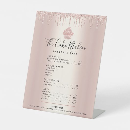 ベーカリーバラ金ゴールドグリッター表示メニュー価格表 台座サイン (正面)