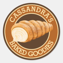 ベーカリーパストリークリームホーンパンパンのロゴ ラウンドシール