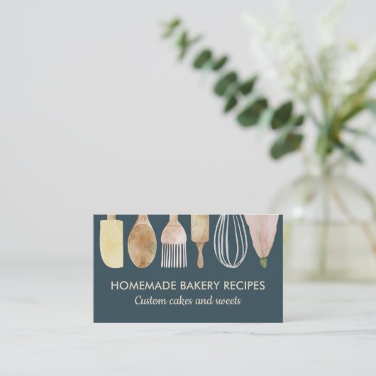 ベーカリーパティシエおいしいケーキの装飾 名刺 (スタンド正面)