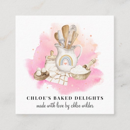 ベーカリーパティシエのツール具材ビジネスカード スクエア名刺 (正面)