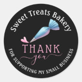 ベーカリーパティシエエレガントシェフブラックサンキュー ラウンドシール (正面)