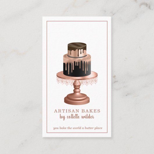 ベーカリーパティシエバラ金ゴールドドリップス飾ケーキ 名刺 (正面)