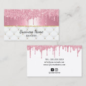 ベーカリーパティシエピンクモダングリッタードリップスルクス 名刺 (正面/裏面)