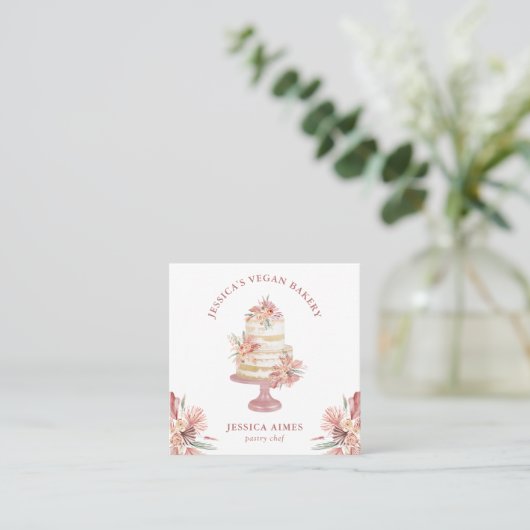 ベーカリーパティシエフローラケーキビジネスカード スクエア名刺 (スタンド正面)
