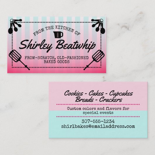 ベーカリーパティシエベーキングケーキのクッキー 名刺 (正面/裏面)