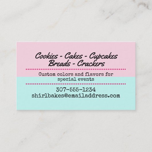 ベーカリーパティシエベーキングケーキのクッキー 名刺 (裏面)