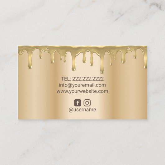 ベーカリーパティシエモダン金ゴールドドリップケーキのロゴ 名刺 (裏面)