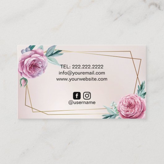 ベーカリーパティシエヴィンテージフローラ幾何学模様 名刺 (裏面)