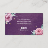 ベーカリーパティシエ素朴フフラワーバイズケーキパープル 名刺 (裏面)