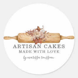 ベーカリーパティシエ転がシェフのピン製品ラベル ラウンドシール