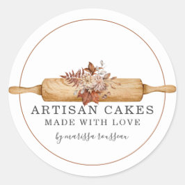 ベーカリーパティシエ転がシェフのピン製品ラベル ラウンドシール