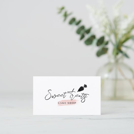 ベーカリーパティシケーキシェフパイピングバッグミニマリスト 名刺 (スタンド正面)