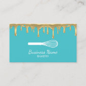 ベーカリーパティシシェフウィスクロゴモダンターコイズ 名刺 (正面)