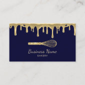 ベーカリーパティシシェフウィスクロモダンゴネイビー&金ゴールド 名刺 (正面)