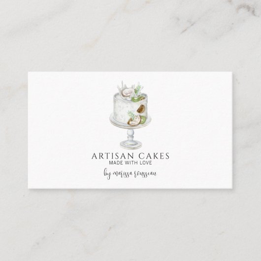 ベーカリーパティシシェフウォーターカラーケーキビジネス 名刺 (正面)