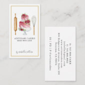 ベーカリーパティシシェフウォーターカラーケーキベーキング器具 名刺 (正面/裏面)