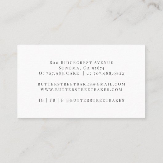 ベーカリーパティシシェフウォーターカラーシェフハットグリッター 名刺 (裏面)