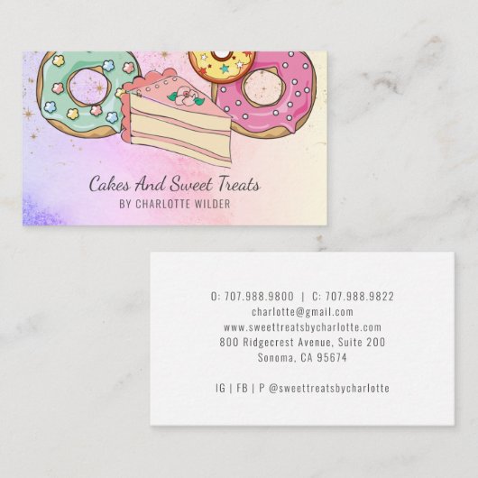 ベーカリーパティシシェフウォーターカラービジネスカード 名刺 (正面/裏面)